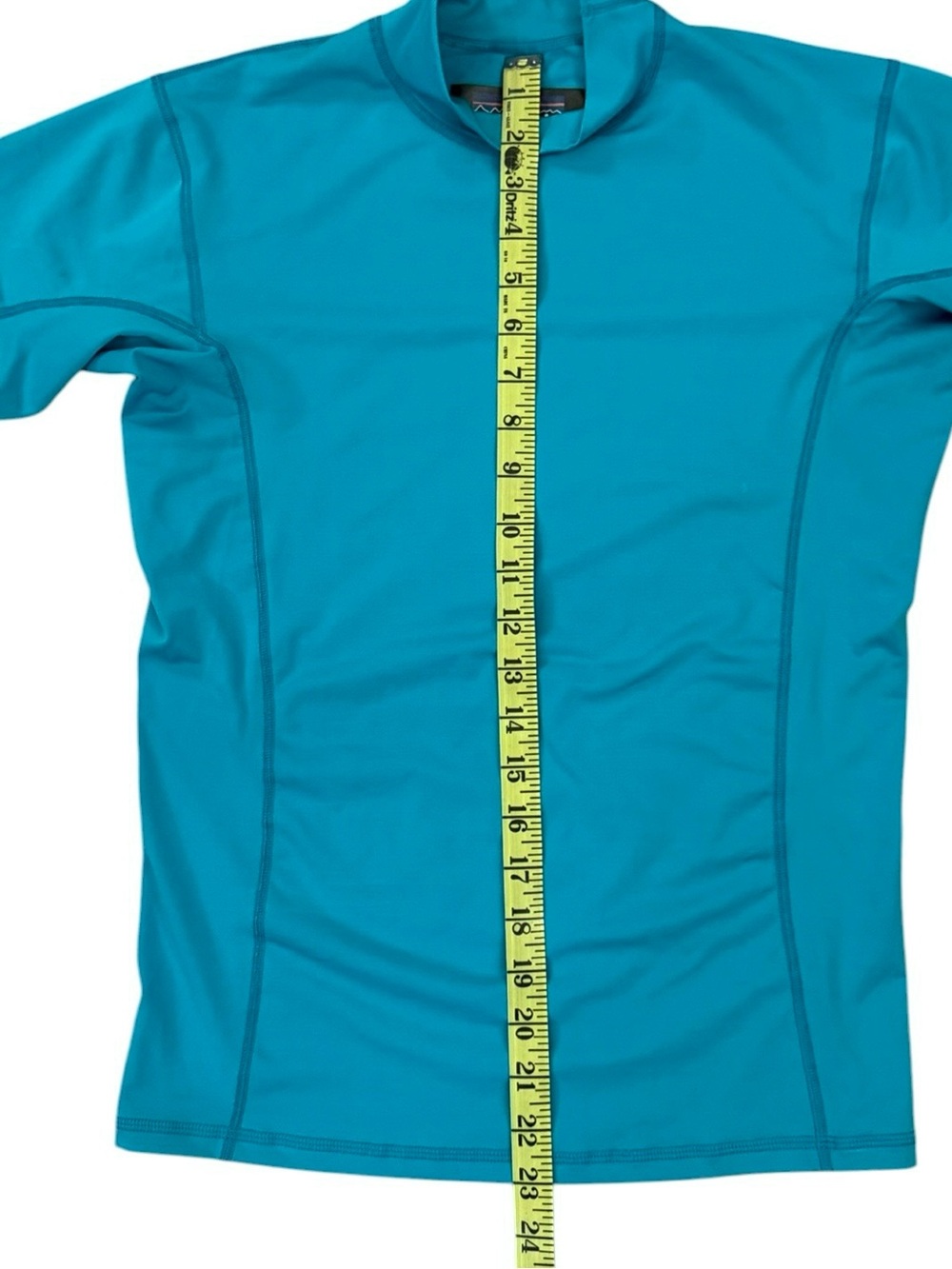 Patagonia Teal Blue Fitted Rash Guard Swim Top Surf UPF Athletic Women’s Large - Picture 7 of 8
